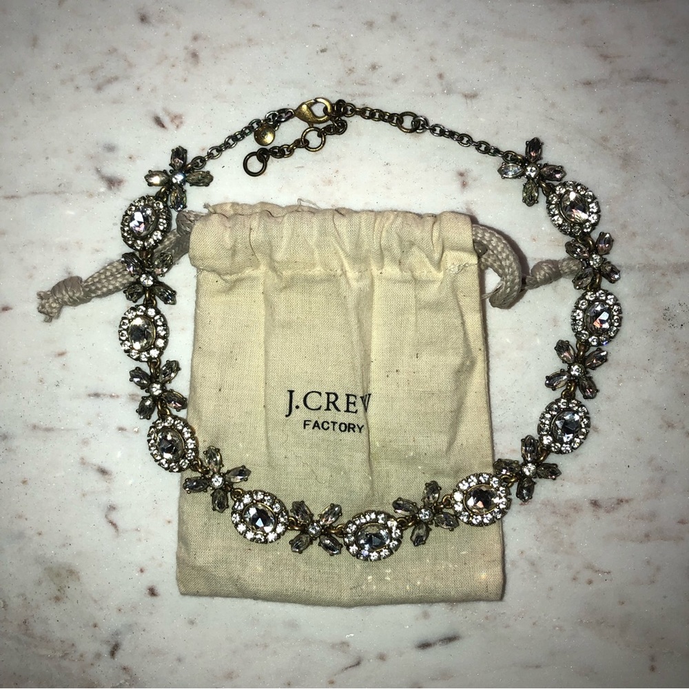 J Crew Factory Statement Necklace Clear Faux Diamond Jewels